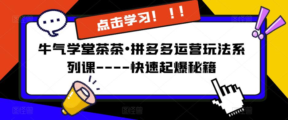 牛气学堂茶茶•拼多多运营玩法系列课—-快速起爆秘籍【更新】-润泽资源库