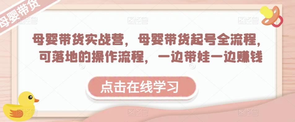 母婴带货实战营，母婴带货起号全流程，可落地的操作流程，一边带娃一边赚钱（附素材）-润泽资源库