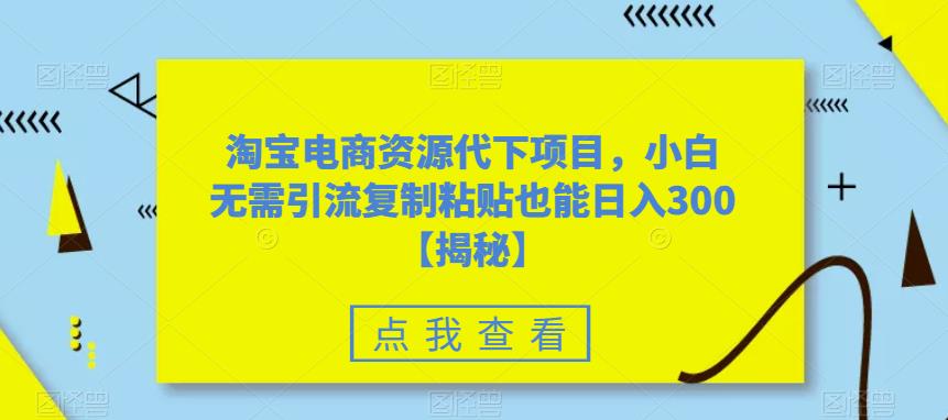 淘宝电商资源代下项目，小白无需引流复制粘贴也能日入300＋【揭秘】-润泽资源库