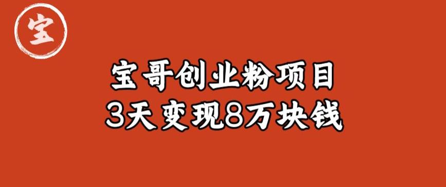 宝哥IP图文创业粉引流项目实战分享：单个账号3天涨粉1万，变现8万块钱（图文教程）【揭秘】-润泽资源库