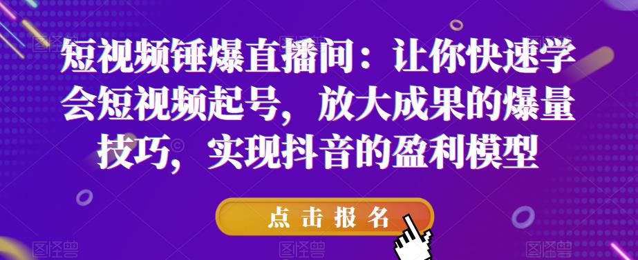 短视频锤爆直播间：让你快速学会短视频起号，放大成果的爆量技巧，实现抖音的盈利模型-润泽资源库
