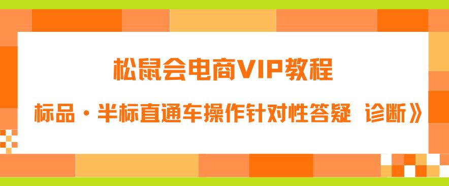 松鼠会电商VIP教程：松鼠《付费推广标品·半标直通车操作针对性答疑&诊断》-润泽资源库