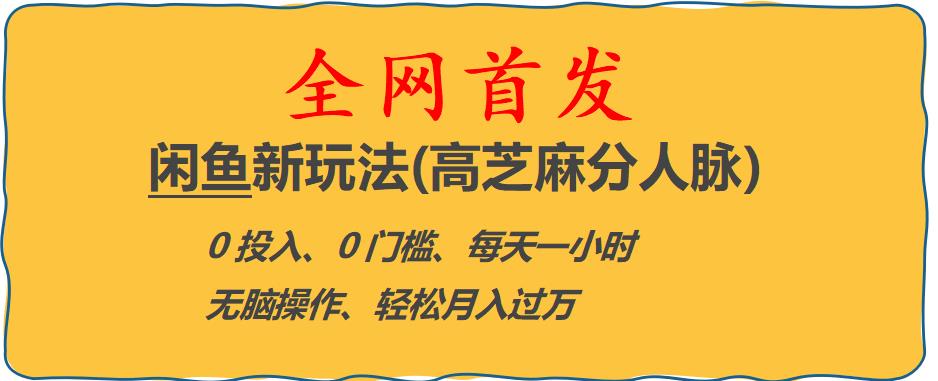 闲鱼新玩法(高芝麻分人脉)0投入0门槛,每天一小时，轻松月入过万【揭秘】-润泽资源库