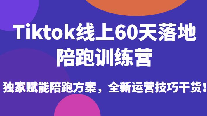 Tiktok线上60天落地陪跑训练营，独家赋能陪跑方案，全新运营技巧干货-润泽资源库