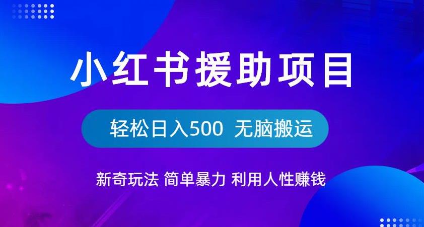 小红书援助项目新奇玩法，简单暴力，无脑搬运轻松日入500【揭秘】-润泽资源库