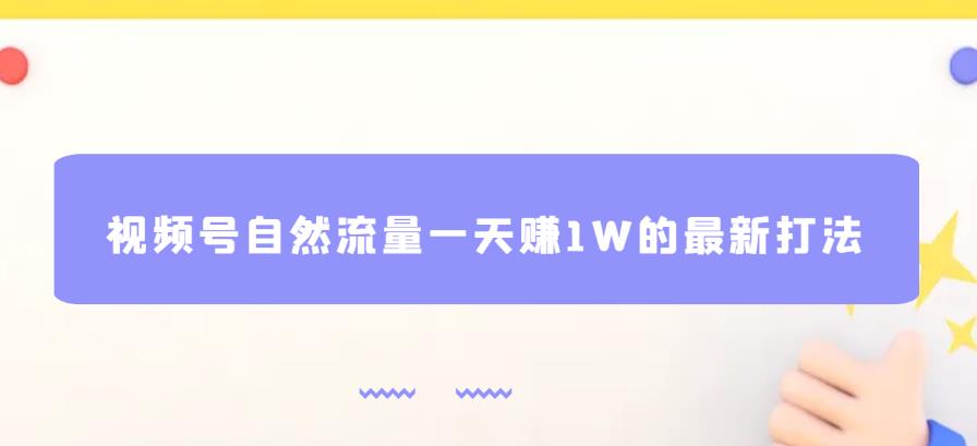 视频号自然流量一天赚1W的最新打法，基本0投资【揭秘】-润泽资源库