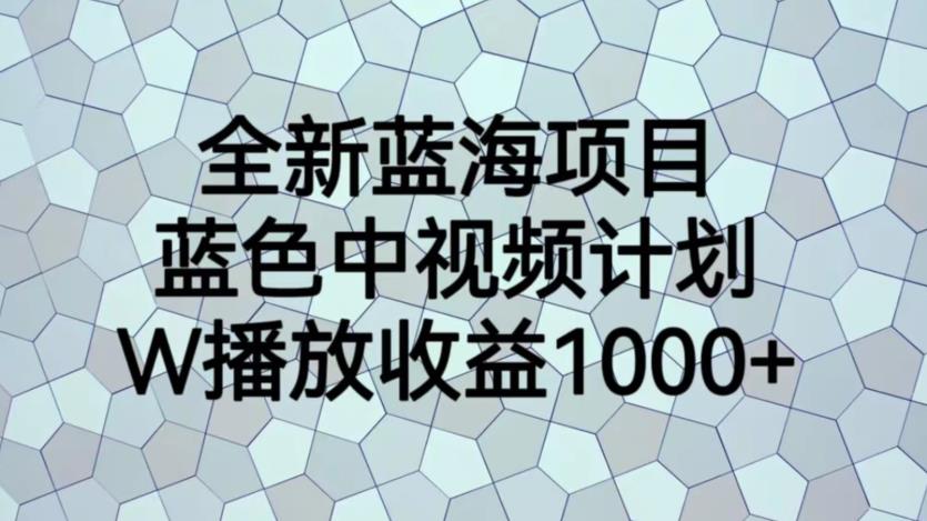 全新蓝海项目，蓝色中视频计划，1W播放量1000+【揭秘】-润泽资源库