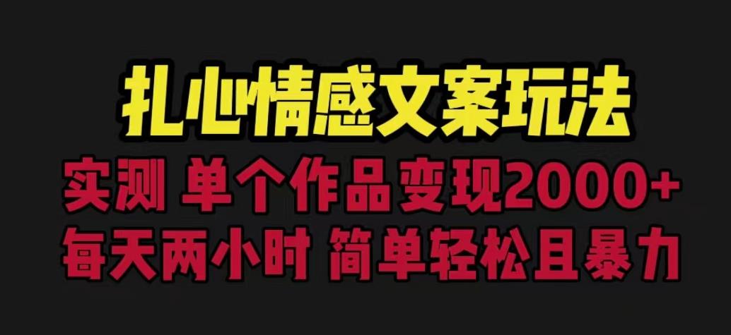扎心情感文案玩法，单个作品变现5000+，一分钟一条原创作品，流量爆炸【揭秘】-润泽资源库