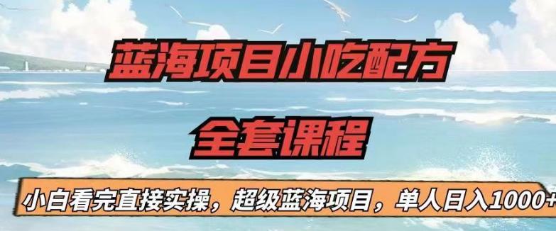 蓝海项目小吃配方全套课程，小白看完直接实操，单人日入1000+【揭秘】-润泽资源库