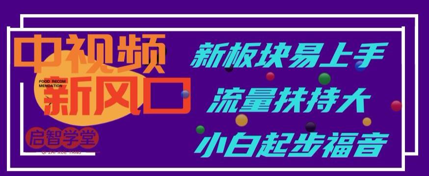 中视频新风口，新板块易上手，流量扶持大，小白起步福音【揭秘】-润泽资源库