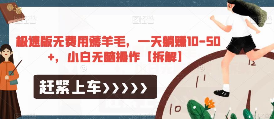 极速版无费用薅羊毛，一天躺赚10-50+，小白无脑操作【拆解】-润泽资源库