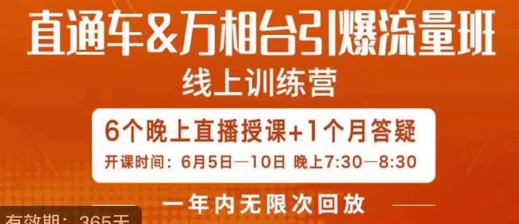 直通车&万相台引爆流量班，6天打通你开直通车·万相台的任督二脉-润泽资源库