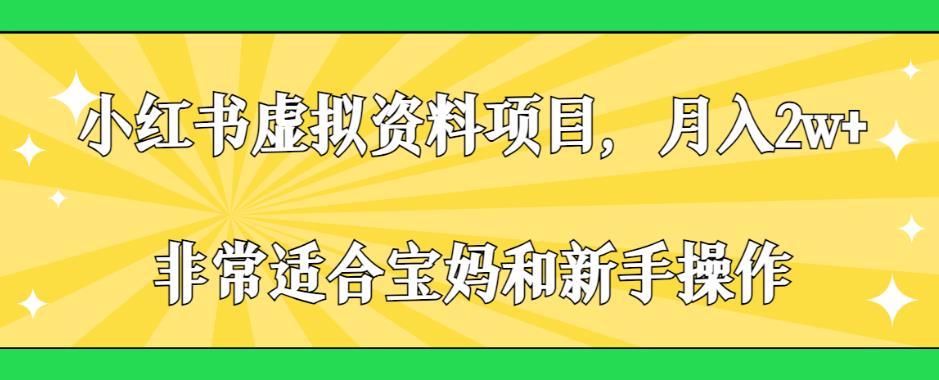 小红书虚拟资料项目，月入2w+，非常适合宝妈和新手操作【揭秘】-润泽资源库