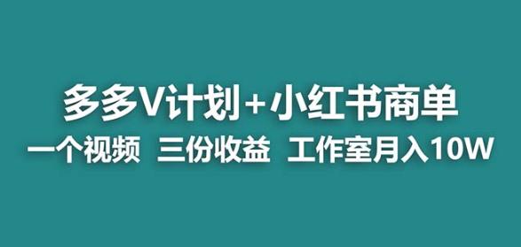 【蓝海项目】多多v计划+小红书商单一个视频三份收益工作室月入10w-润泽资源库