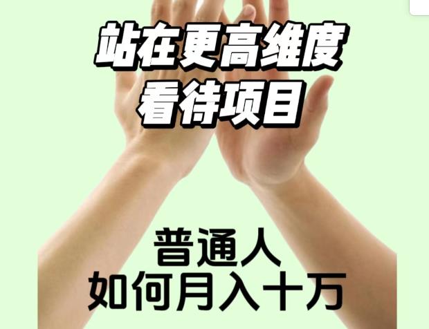 2023最火项目：站在更高维度看待项目，普通人如何月入十万【揭秘】-润泽资源库