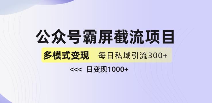 公众号霸屏截流项目+私域多渠道变现玩法，全网首发，日入1000+【揭秘】-润泽资源库