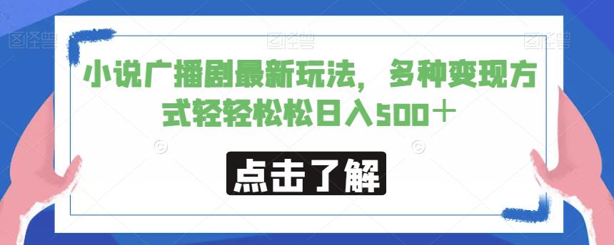 小说广播剧最新玩法，多种变现方式轻轻松松日入500＋【揭秘】-润泽资源库