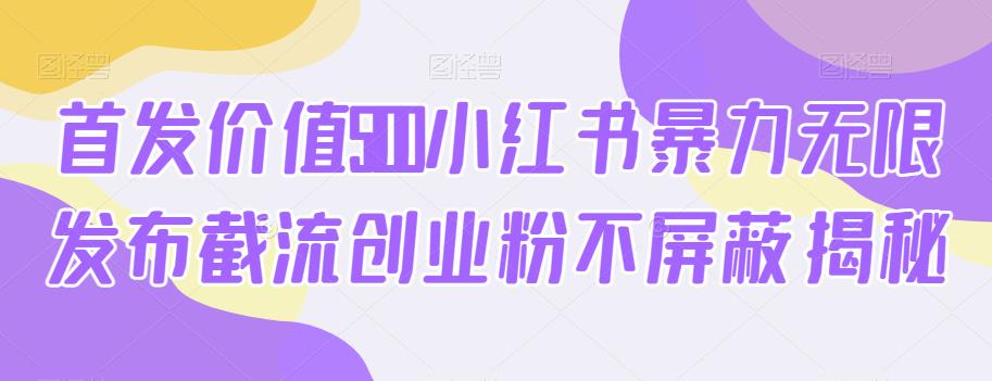 首发价值5100小红书暴力无限发布截流创业粉不屏蔽揭秘-润泽资源库