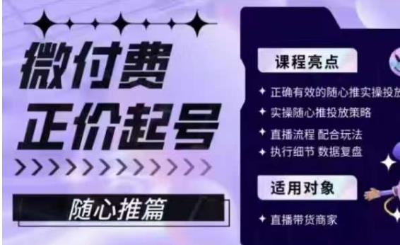 微付费正价起号（随心推篇），正确有效的随心推实操投放-润泽资源库
