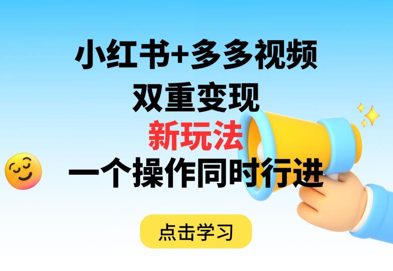 多多视频+小红书，双重变现新玩法，可同时进行【揭秘】-润泽资源库