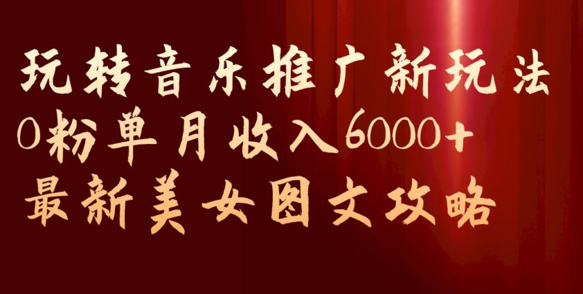 玩转音乐推广新玩法，0粉单月收入6000+，最新美女图文攻略【揭秘】-润泽资源库