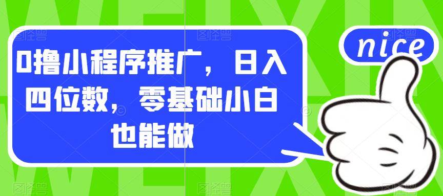 0撸小程序推广，日入四位数，零基础小白也能做【揭秘】-润泽资源库
