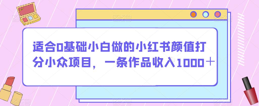 适合0基础小白做的小红书颜值打分小众项目，一条作品收入1000＋【揭秘】-润泽资源库