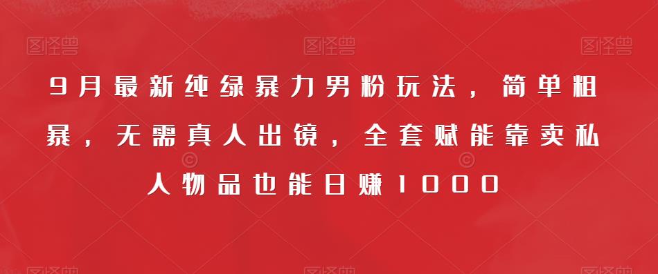 9月最新纯绿暴力男粉玩法，简单粗暴，无需真人出镜，全套赋能靠卖私人物品也能日赚1000-润泽资源库