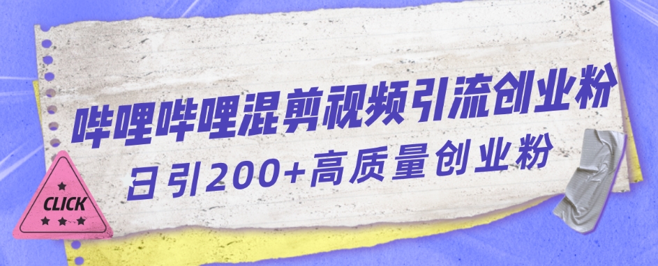哔哩哔哩B站混剪视频引流创业粉日引300+-润泽资源库