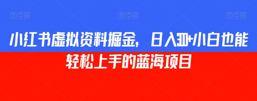 小红书虚拟资料掘金，日入300+小白也能轻松上手的蓝海项目【揭秘】-润泽资源库