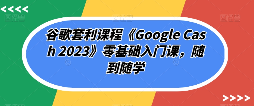 谷歌套利课程《Google Cash 2023》零基础入门课，随到随学-润泽资源库