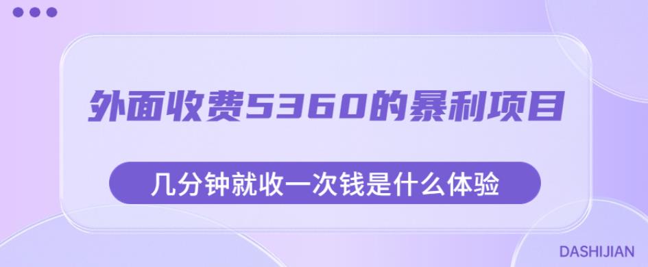 外面收费5360的暴利项目，几分钟就收一次钱是什么体验，附素材【揭秘】-润泽资源库