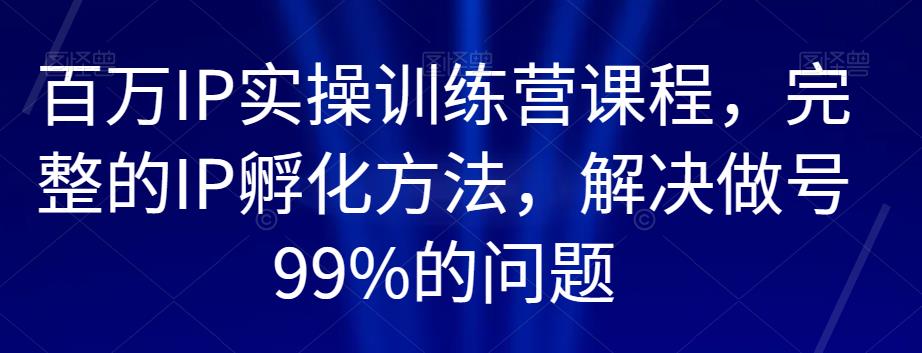 百万IP实操训练营课程，完整的IP孵化方法，解决做号99%的问题-润泽资源库