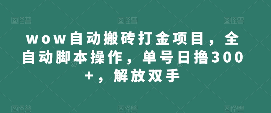wow自动搬砖打金项目，全自动脚本操作，单号日撸300+，解放双手【揭秘】-润泽资源库