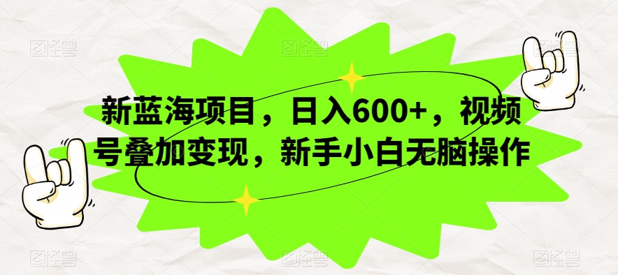 新蓝海项目，日入600+，视频号叠加变现，新手小白无脑操作【揭秘】-润泽资源库
