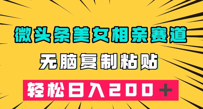 微头条冷门美女相亲赛道，无脑复制粘贴，轻松日入200＋【揭秘】-润泽资源库