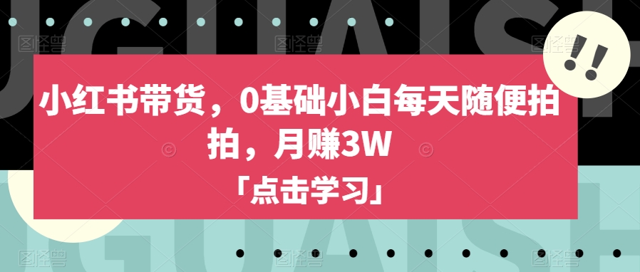 小红书带货，0基础小白每天随便拍拍，月赚3W【揭秘】-润泽资源库