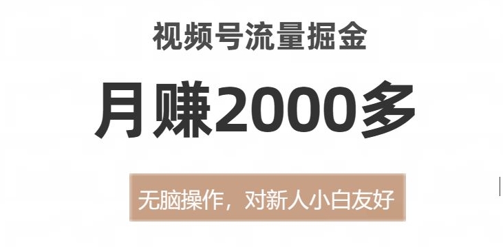 视频号流量掘金，无脑操作，对新人小白友好，月赚2000多【揭秘】-润泽资源库