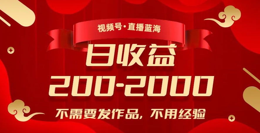 视频号直播蓝海，不需要发作品，不用经验，日入200-2000+【揭秘】-润泽资源库