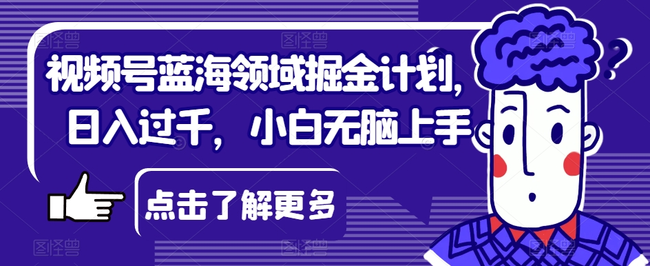 视频号蓝海领域掘金计划，日入过千，小白无脑上手【揭秘】-润泽资源库