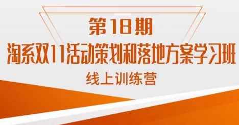 南掌柜·淘系双11活动策划和落地方案线上课18期-润泽资源库