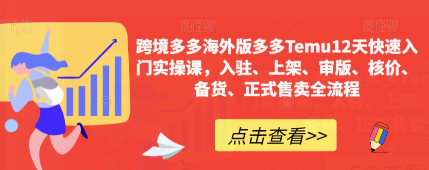 跨境多多海外版多多Temu12天快速入门实操课，入驻、上架、审版、核价、备货、正式售卖全流程-润泽资源库