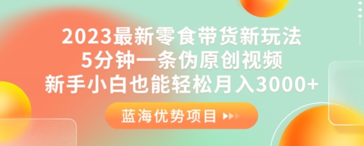 2023最新零食带货新玩法，5分钟一条伪原创视频，新手小白也能轻松月入3000+【揭秘】-润泽资源库