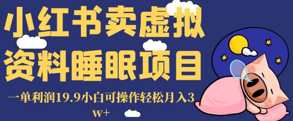 小红书卖虚拟资料睡眠项目，一单利润19.9小白可操作轻松月入3w+【揭秘】-润泽资源库