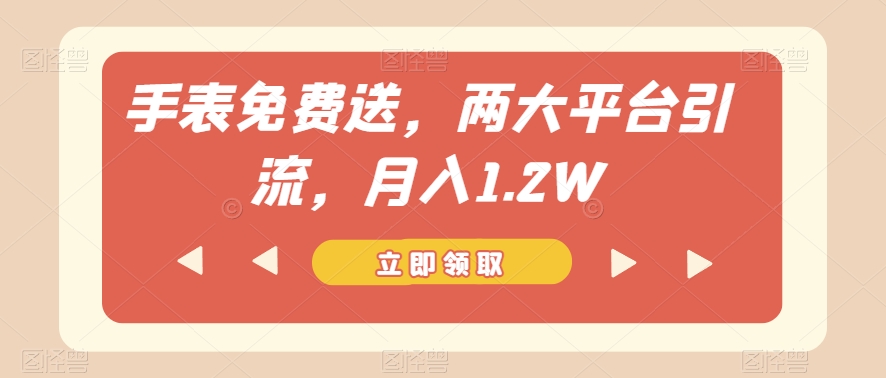 手表免费送，两大平台引流，月入1.2W【揭秘】-润泽资源库