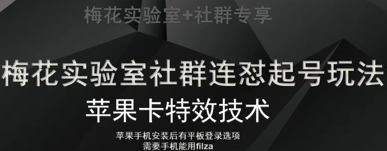 梅花实验室社群视频号连怼起号玩法，最新苹果卡特效技术-润泽资源库