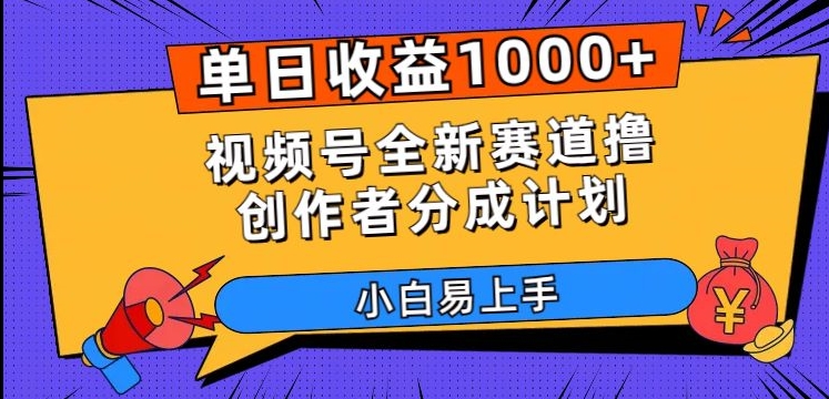 单日收益1000+，视频号全新赛道撸创作者分成计划，小白易上手【揭秘】-润泽资源库