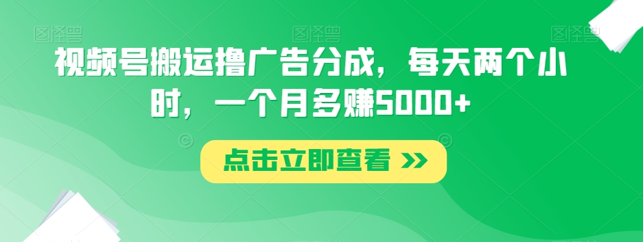 视频号搬运撸广告分成，每天两个小时，一个月多赚5000+-润泽资源库