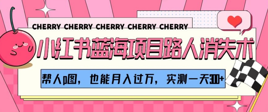 小红书蓝海项目路人消失术，帮人p图，也能月入过万，实测一天300+【揭秘】-润泽资源库