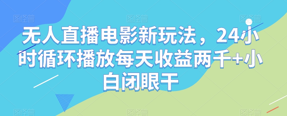 无人直播电影新玩法，24小时循环播放每天收益两千+小白闭眼干【揭秘】-润泽资源库